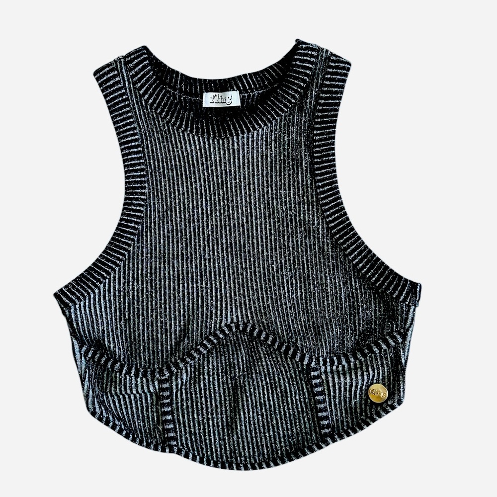 Fling Hallotex Black and White Stripe Crop Top